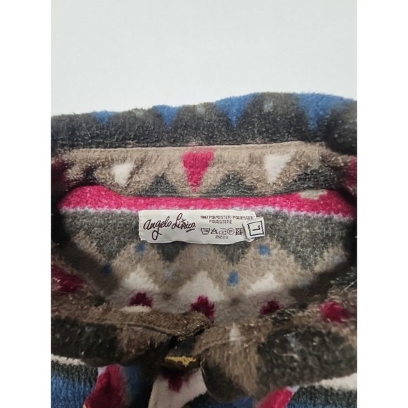 Angelo Litrico Mens Multicolor Vtg Aztec Western Fleece Button Up Shirt Sz L - Picture 10 of 16